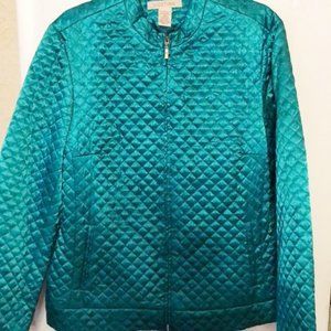 Jacket womens new size L polyester C.L.O.T.H.E.S green zipper pockets quilted